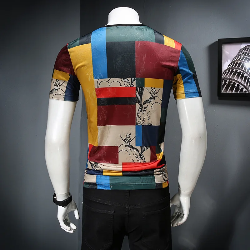 Мужские вечерние футболки с коротким рукавом летние дышащие повседневные