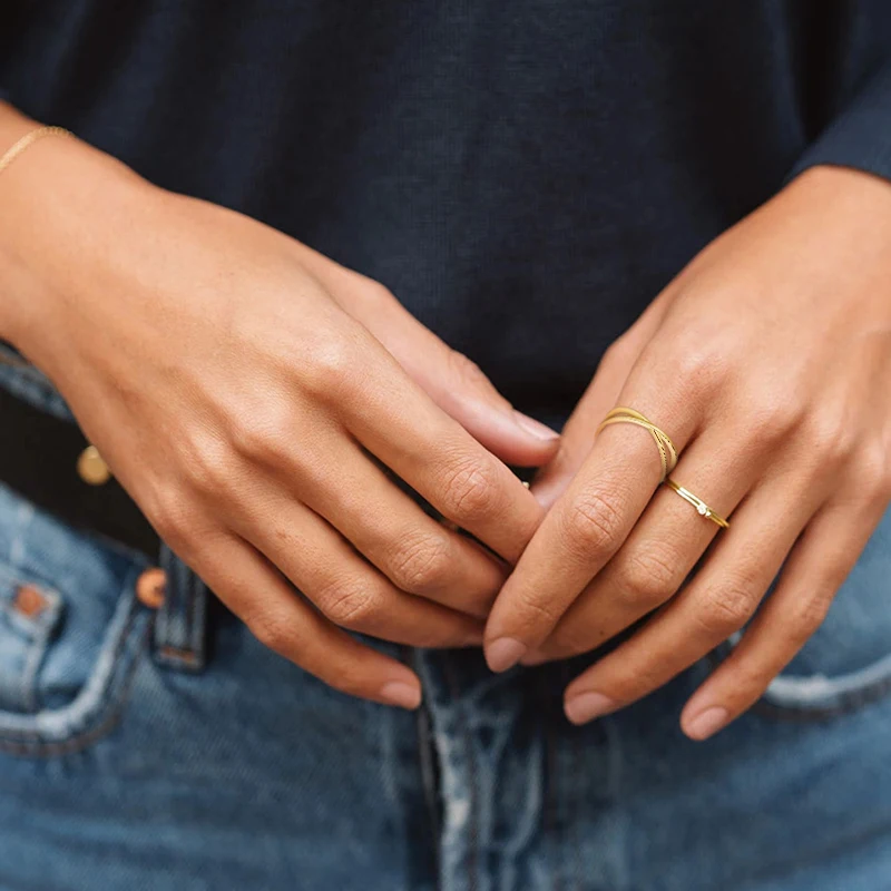 Женские кольца с перекрестными кольцами ROXI регулируемые из стерлингового