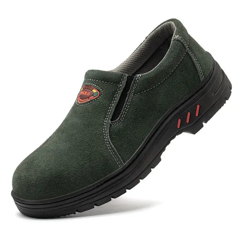 

big size men's leisure breathable steel toe caps working safety shoes cow suede leather worker safe shoe security boots protect