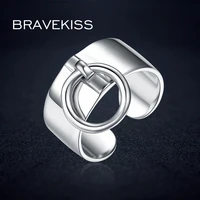 bravekiss pure 925 sterling silver adjustable rings for women round circle charm dangle ring pendant wide ring band blr0323