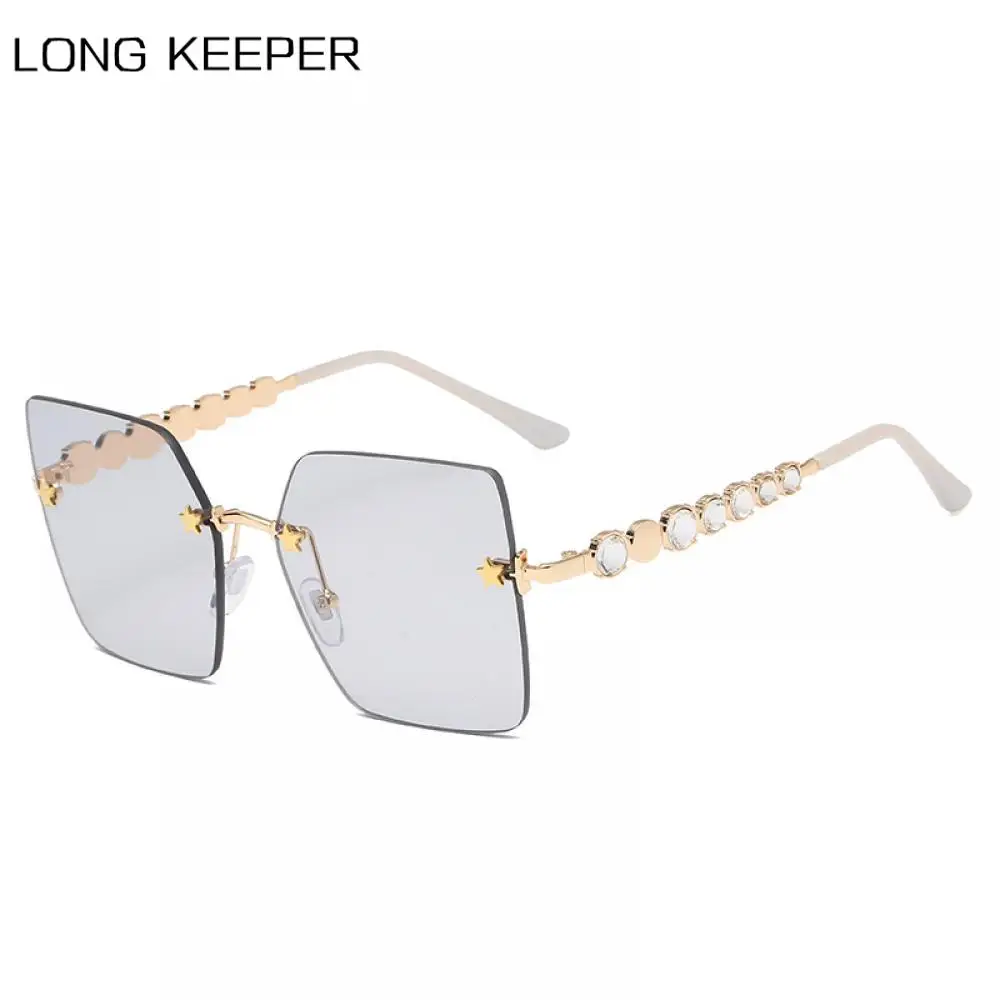 

New Arrival Frameless Square Sunglasses Women Luxury Brand Oversized Diamond Sun Glasses Fashion Female Rhinestone Eyeglasses