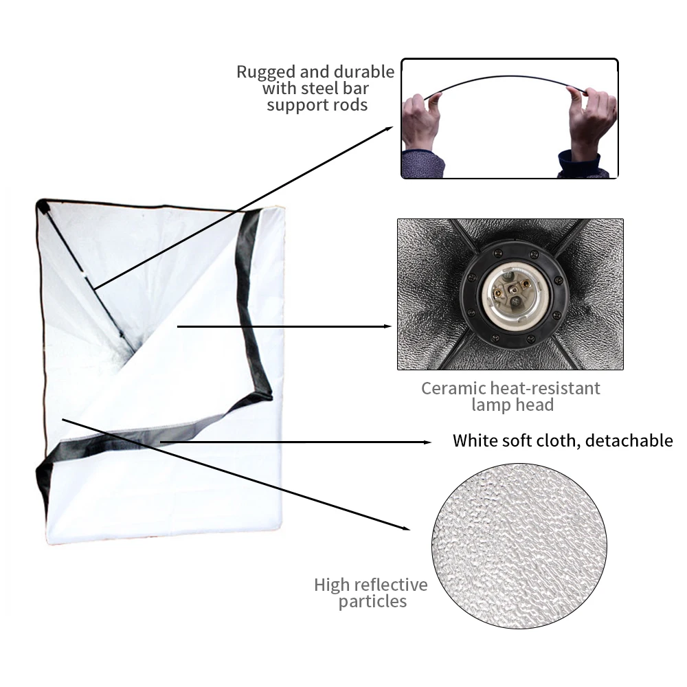 

Photography Softbox Lighting Kit 1 PCS E27 LED Bulbs Photo Light for Box Flash Studio Light Camera Lighting Equipment