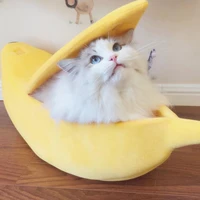 cute and comfortable banana cat bed house warm and durable portable pet kennel