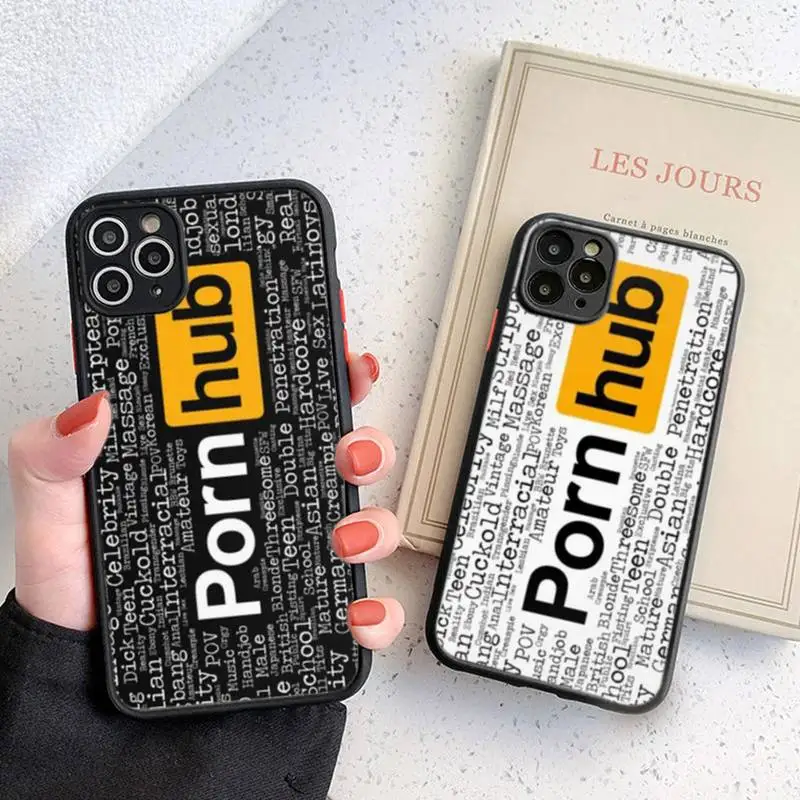 

Well-Known Website Phone Case Black Transparent Matte For IPhone 7 8 11 12 S Mini Pro X XS XR MAX Plus Cover Shell Coque Pornhub