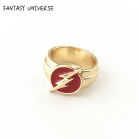 fantasy universe superhero the flash ring metal high quality various size options golden lightning fashion accessories jewelry
