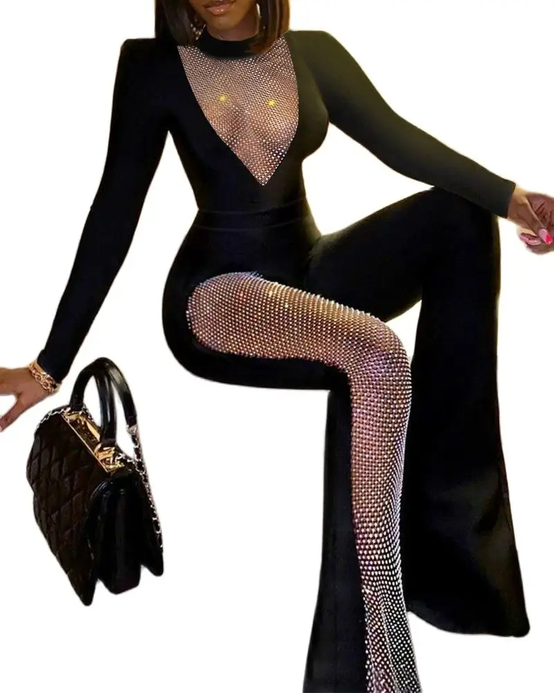 

Оптовая продажа с фабрики, изготовленные на заказ, сетчатые с длинными рукавами, разрезом, V-образным вырезом, соблазнительные роговые брюки...