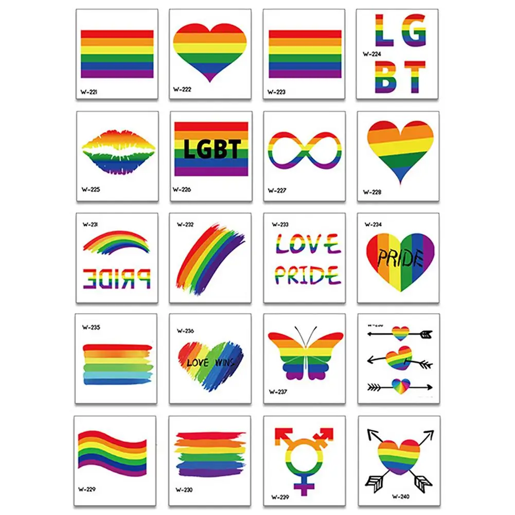 

20PCS Mini LGBT Stickers Rainbow Temporary Gay Pride Tattoos Decals Waterproof Body Face Arm Art Stickers Decals For Party Decor