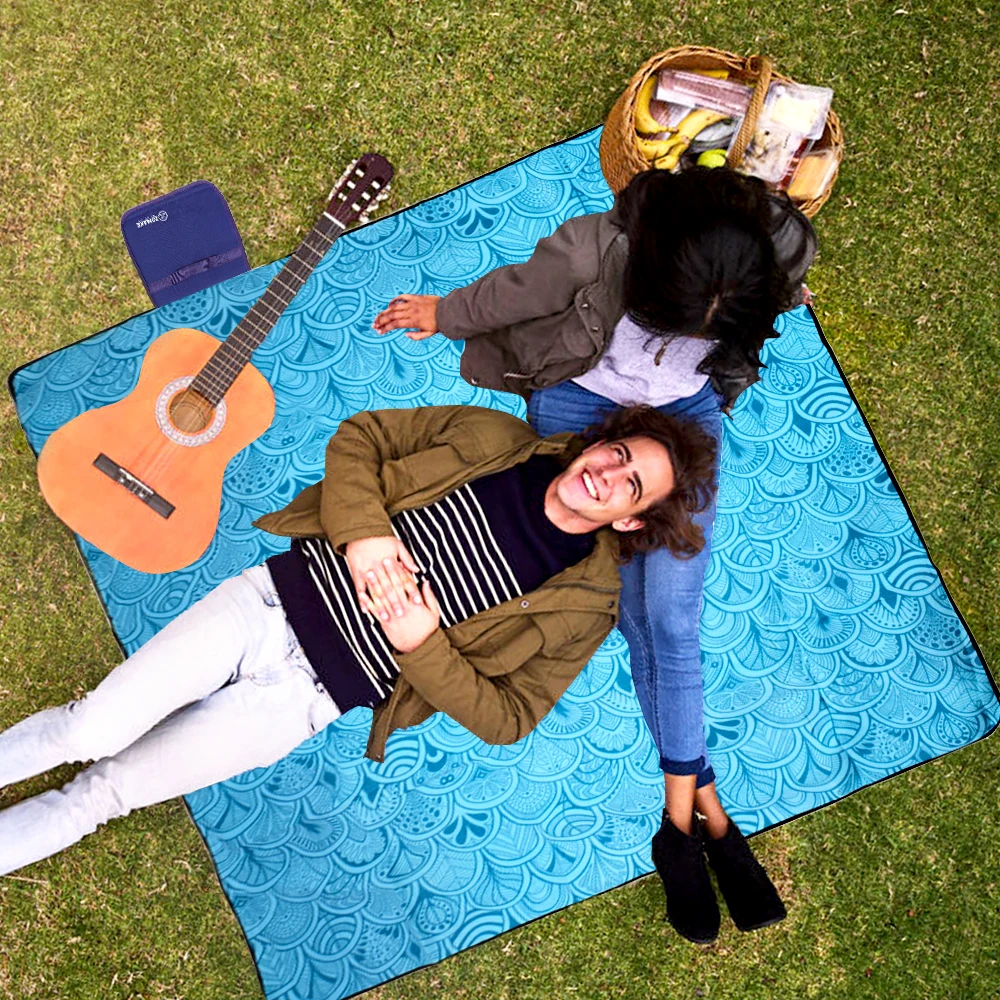 

200cm*200cm Extra Large Picnic Blanket Floral Outdoor Picnic Beach Mat Foldable Thick Camping Mat Tent Ground Mat Trekking