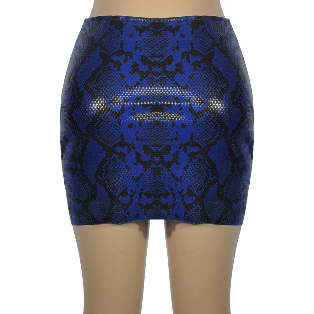 Женская короткая юбка из ПУ кожи с высокой талией и принтом змеиной | одежда