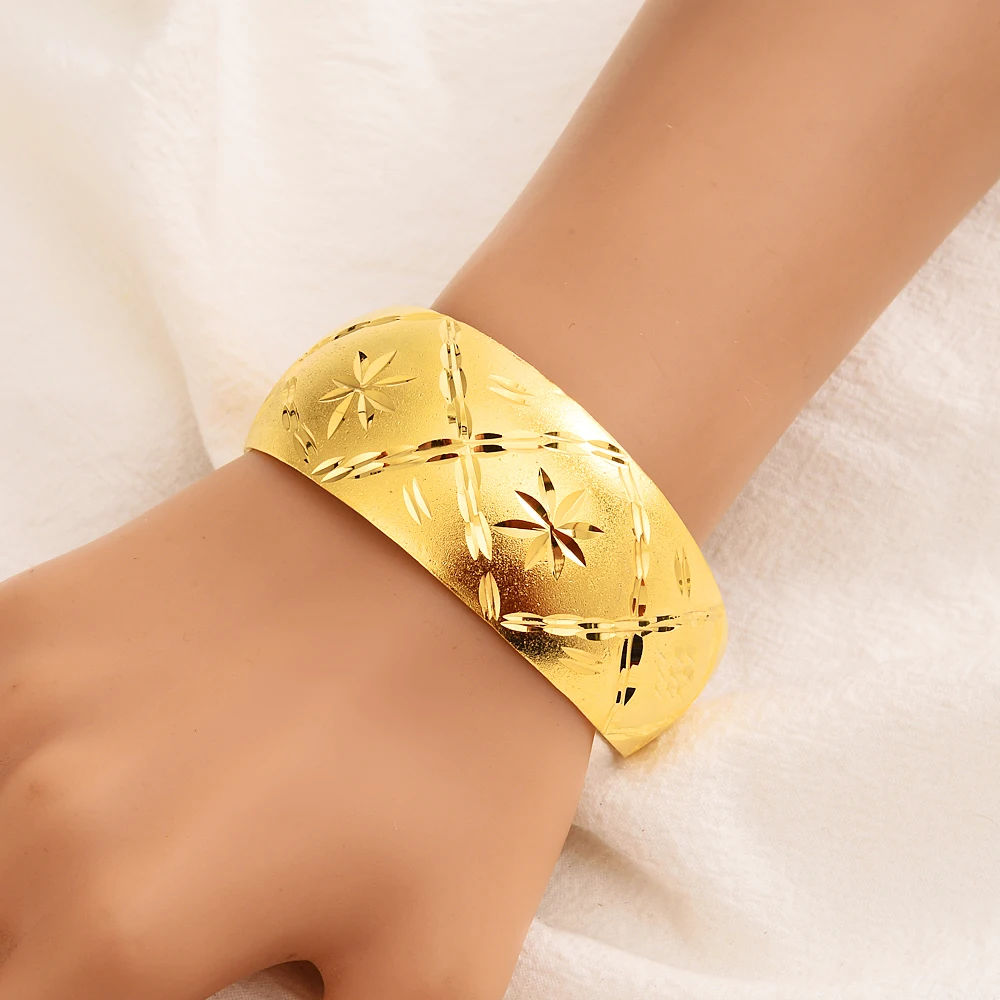 

Bangrui African Bangles for Women's Gold Color Dubai Jewelry Ethiopian Bangle Arab Bracelets,Bridal Gift/Mom Present