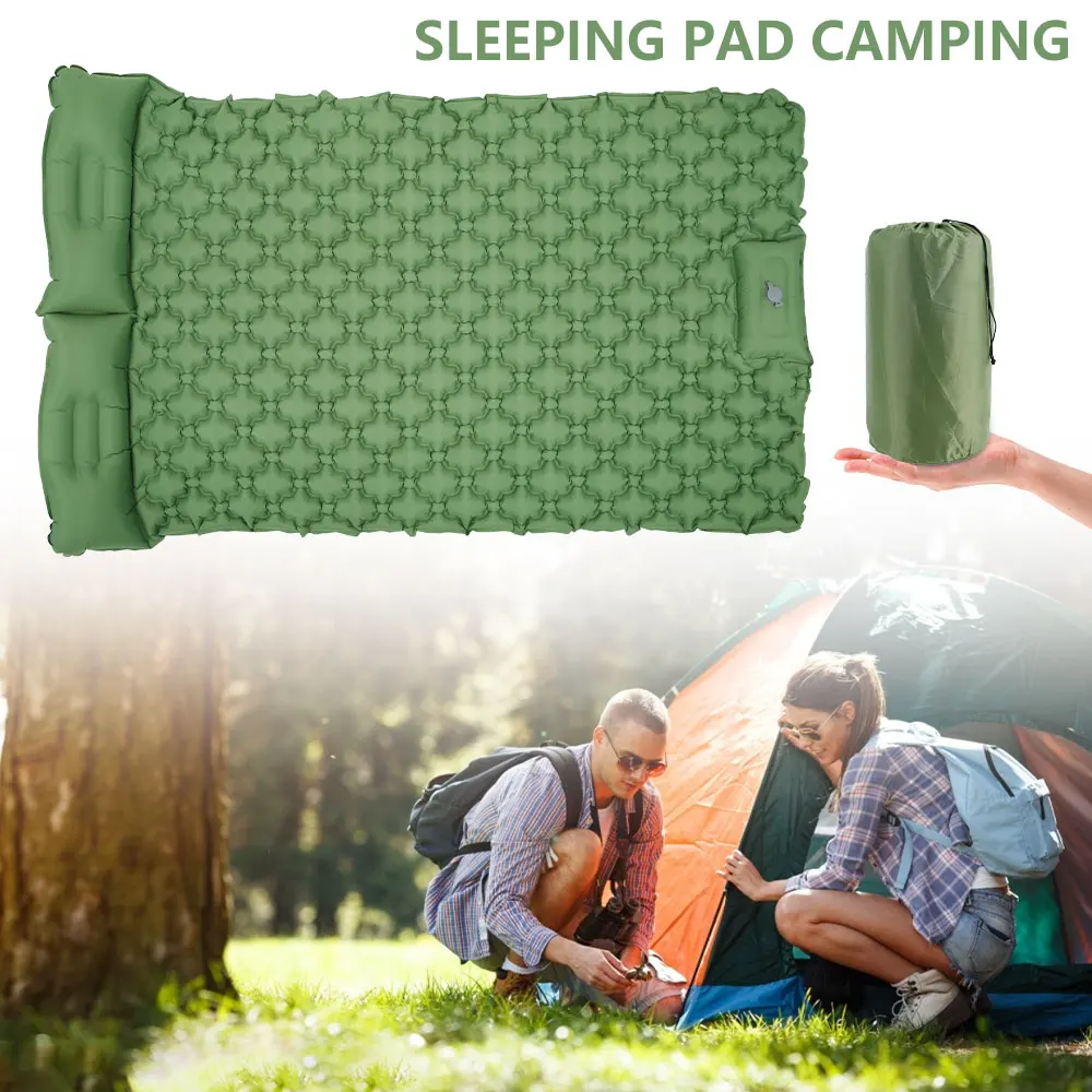 Camping Sleeping Pad Inflatable Air Mattresses with Pillows Outdoor Mat 2 Person Furniture Bed Ultralight Cushion Hiking | Спорт и