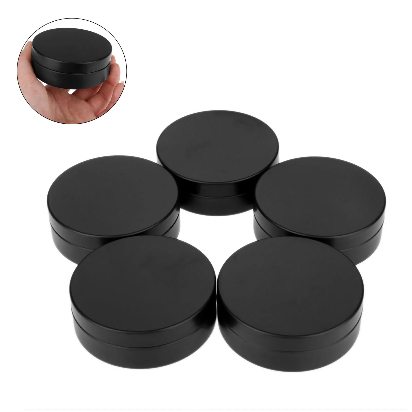 5 шт. 100 мл матовый черный Алюминий баночка для косметики крема горшок жестяные