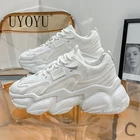 Женские кроссовки из вулканизированной кожи, на шнуровке, на платформе, весенние, повседневные, удобные, 35-44