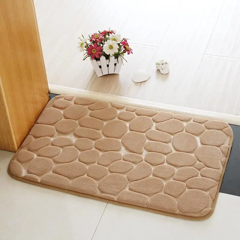 

Stones Print Thicken Rebound Bathroom Bath Mat Memory Foam Toilet Rugs Anti-skid Bathtub Side Wash Basin Floor Carpets Embossing