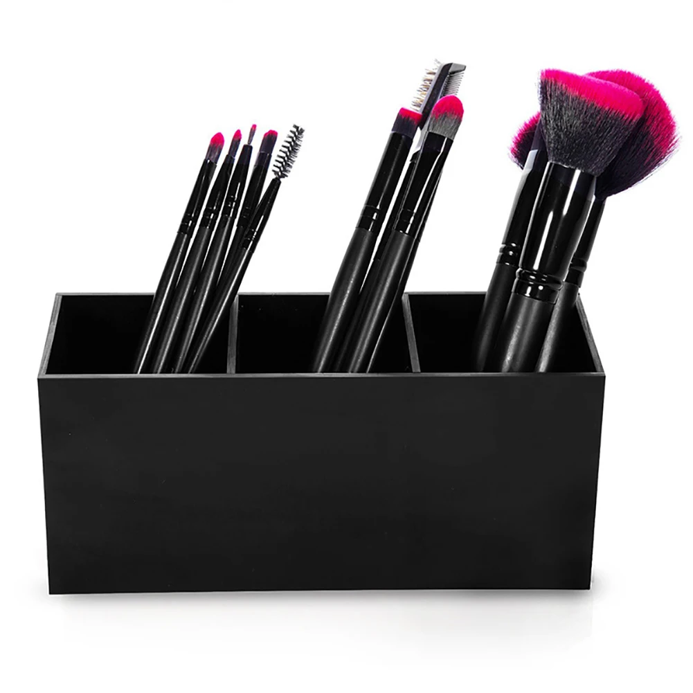 

3 Slot Cosmetics Brush Storage Case Acrylic Makeup Tools Holder Organizer Box Make-up Brush Storage Box Makeup Organizer