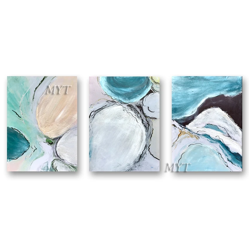

100% Handmade Abatract Pictures Blue Paintings Modern Wall Art Canvas Colorful Painting For Living Room Bedroom Decoration