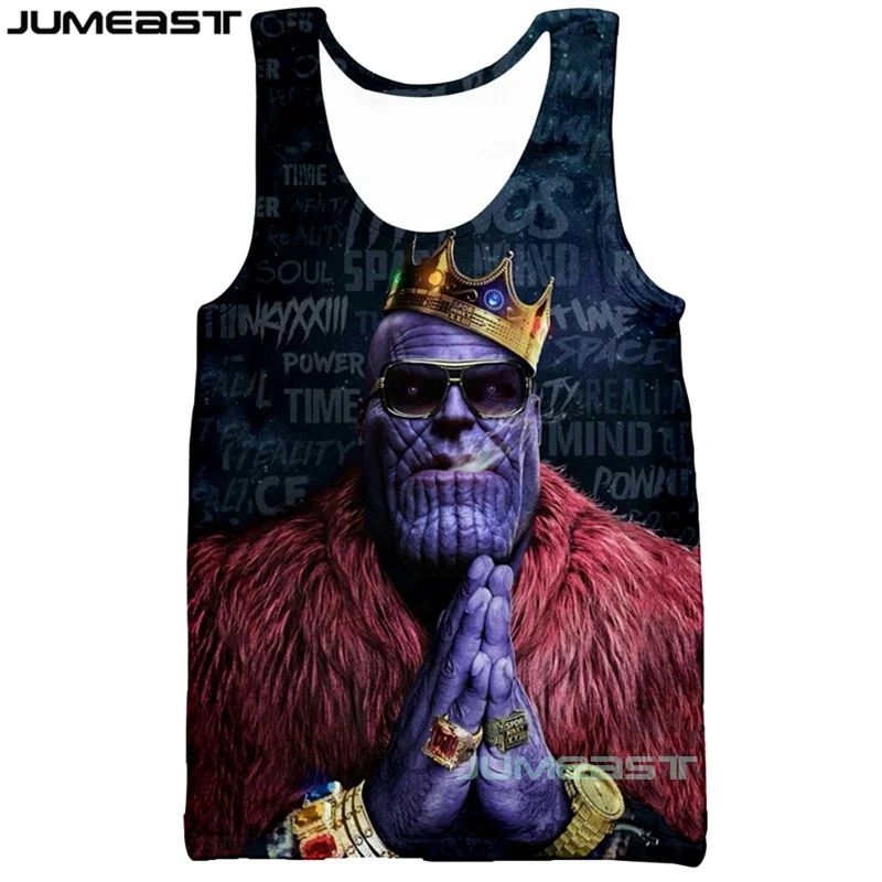 Jumeast брендовый мужской женский жилет с 3D принтом Thanos спортивный пуловер коротким