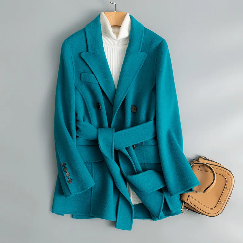 

High End Autumn and Winter New Korean Loose Small Short Suit Collar Double Faced Cashmere Coat Women's Wool Coat