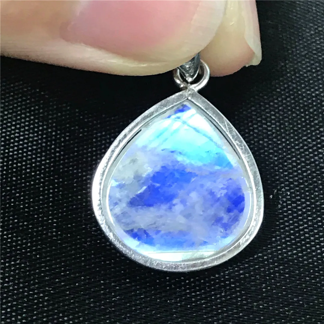 

Natural Moonstone Pendant Jewelry For Women Man 925 Silver Crystal Luck Healing Gift 17x16x5mm Blue Stone Beads Gemstone AAAAA