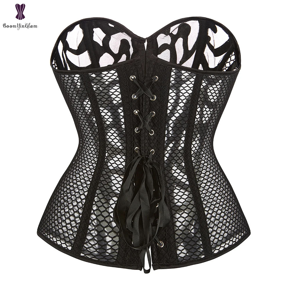 Корсет-бюстье сетчатый черного белого цвета | Женская одежда