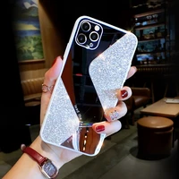 bling glitter cover makeup mirror phone case for iphone 12 11 pro max mini x xr xs 7 8 plus se 2 fashion sparkly case for girls