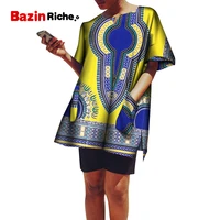 summer dashiki african dresses for women casual lady t shirt top with pockets classic type java patterns print clothing wy8452