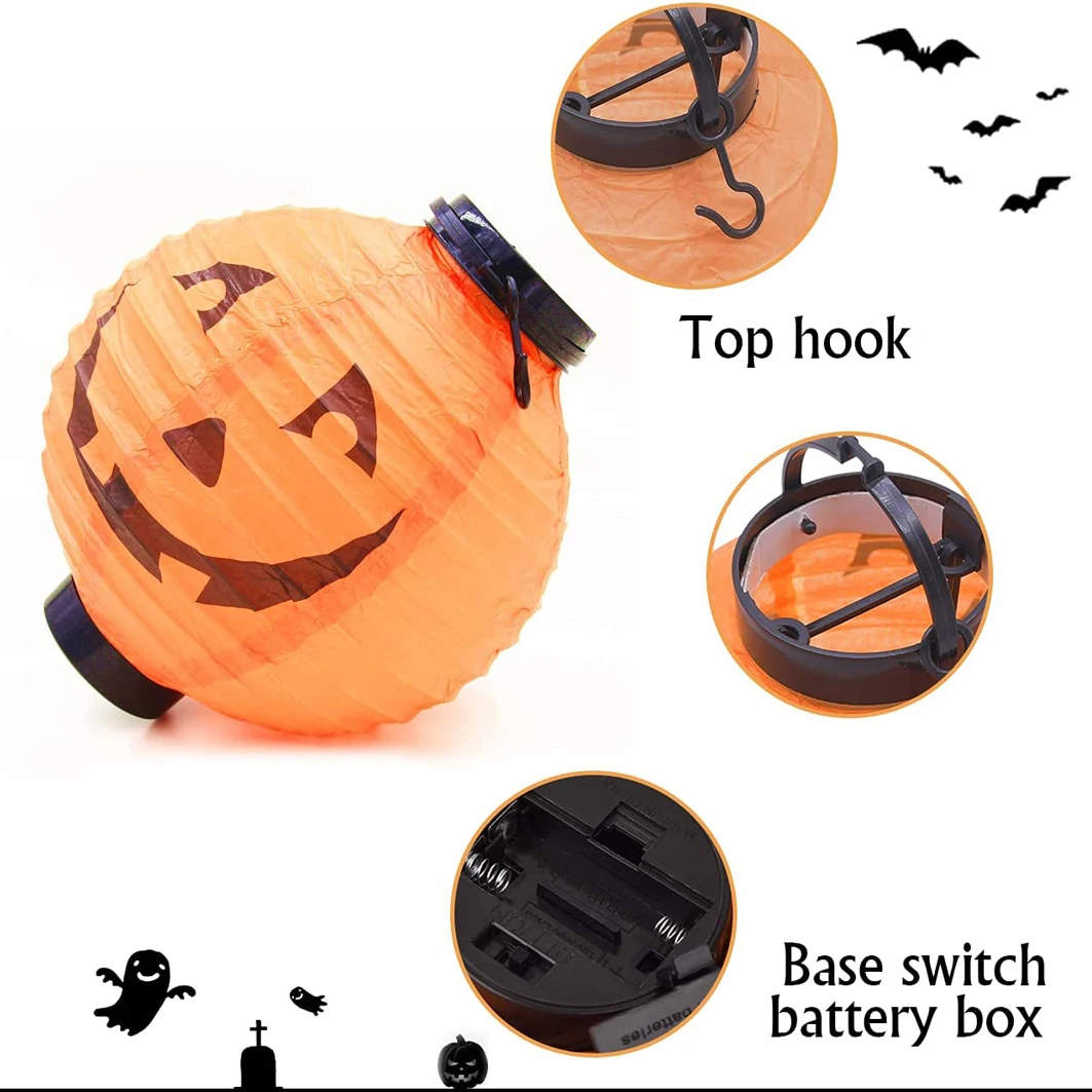

Halloween Pumpkin Bat Skull Paper Lantern Halloween Haunted House Venue Decoration Props Portable Hanging Glowing Lantern
