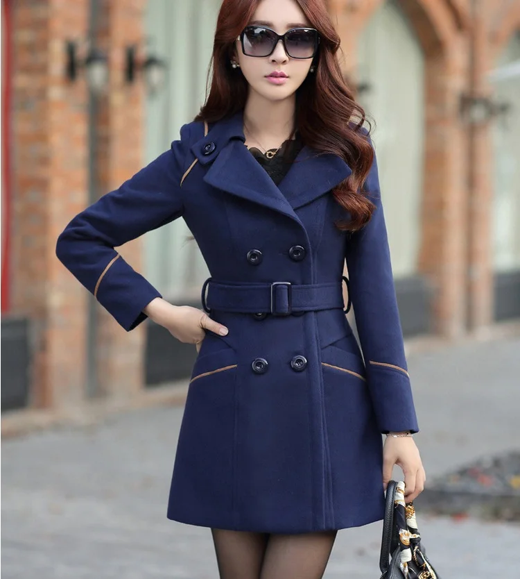 Женский Тренч 2019 зимние шерстяные пальто для женщин двубортное с воротником под