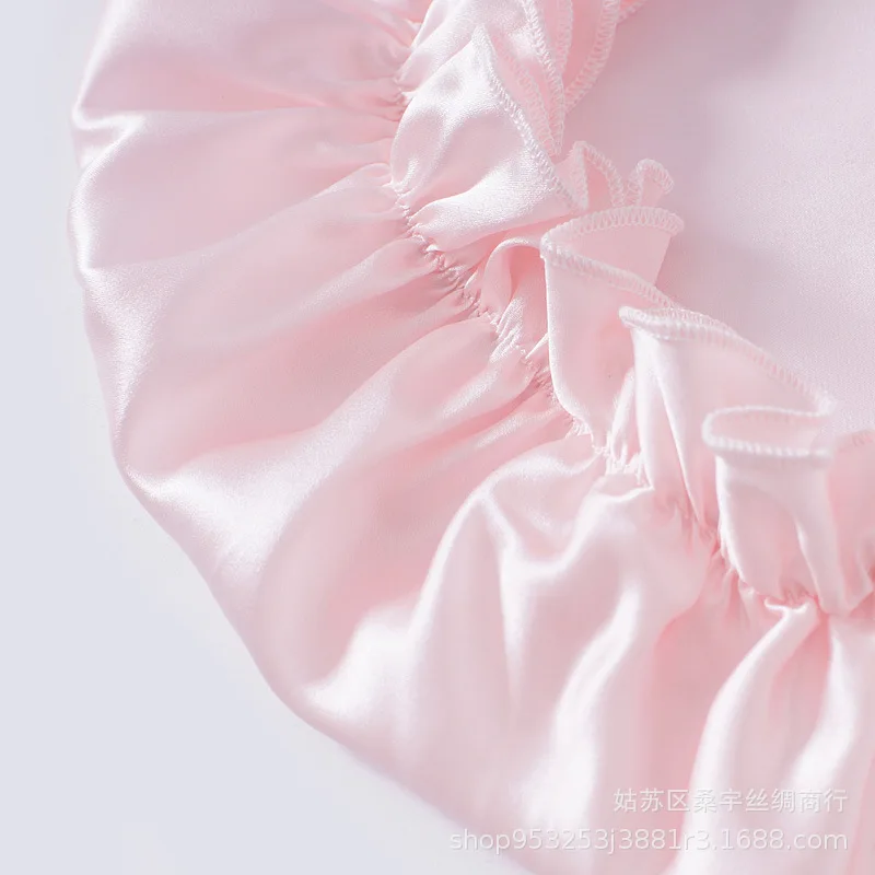 

100% Mulberry Silk Sleeping Cap Night Wrap Head Cover for Hair Care Elastic Band Shower Cap Hair Bonnet for Sleeping L Size