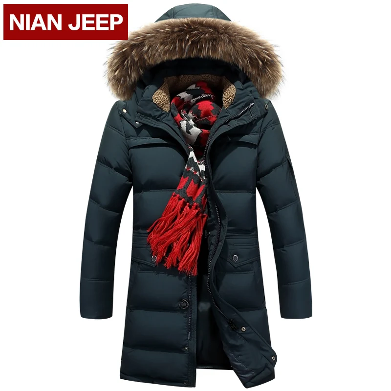 2018 fashions men clothes with long duck down jacket Male winter thickening big yards hat down jackets to keep warm hat coat