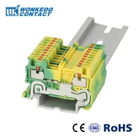 5pcs pt1 5 pe push in ground feed through protective earth plug wire electrical connector din rail terminal block pt 1 5 pe