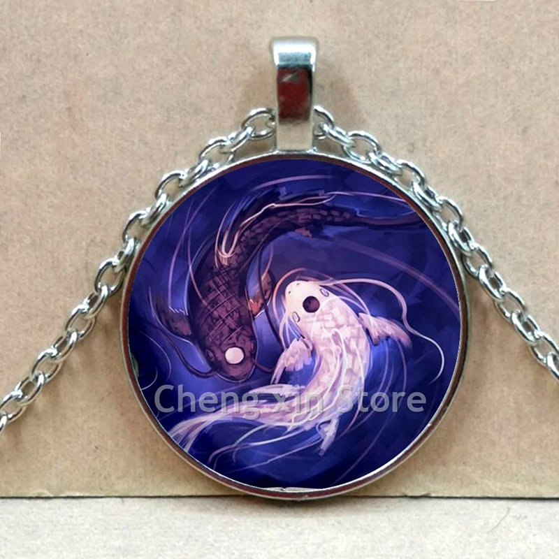 Инь и Янь рыбы Цепочки ожерелья тайский серебряный кулон китайский даосизм Багуа