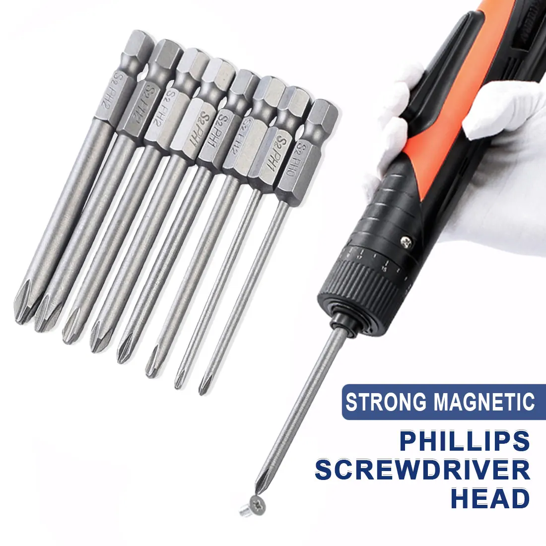 

6 Pcs 50mm Hex Shank Cross Head Screwdriver Bits Phillips Electric Driver Hand Tools Magnetic Screwdriver Drill Bit Long Set S2