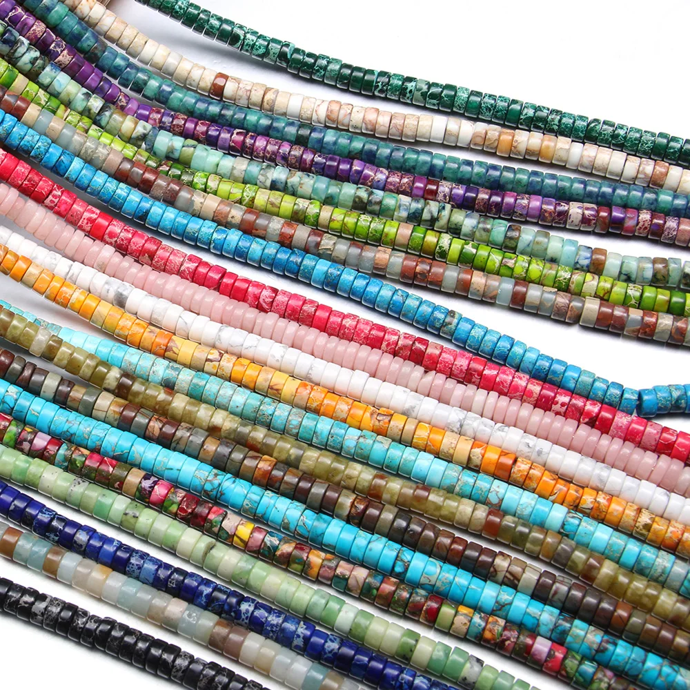 

Natural Stone Beads Imperial Jaspers Turquoises Scattered Spacer Amazonite Agates for Jewelry Making DIY Necklace Bracelet 4x8mm
