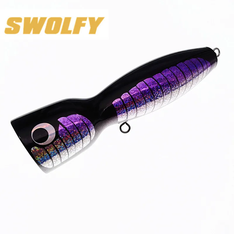SWOLFY 4 шт. 175 мм 120 г морской деревянный Поппер рыболовная приманка Big Game Topwater
