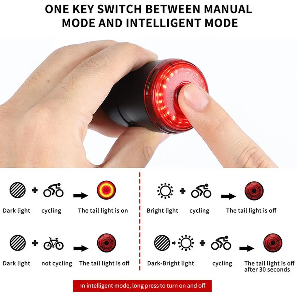 

Bicycle Brake Tail Light Smart USB Charging Taillight IPX6 Waterproof Bike LED Light for Cycling Bicycle Accessories