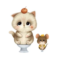 cartoon cat mouse wall stickers kitten for kids room background home decoration bathroom toilet wallpaper cute animals stickers