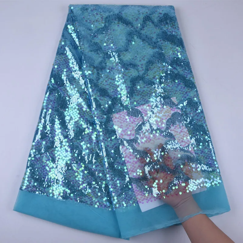 

Top Sale French Sequins Tulle Lace Fabric High Quality Sequined African Mesh Lace Fabric For Nigerian Evening Party Dress 1726B