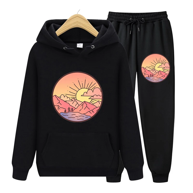 

Женский флисовый спортивный костюм, костюм из двух предметов, с принтом, с капюшоном и длинным рукавом, большого размера, Осень-зима 2021