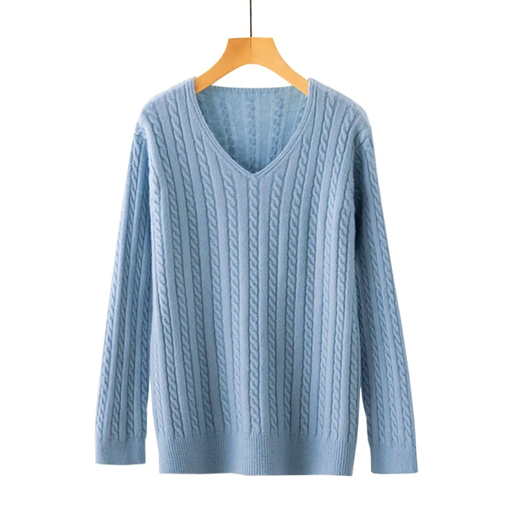 Женский свободный свитер однотонный вязаный жакет с длинным рукавом