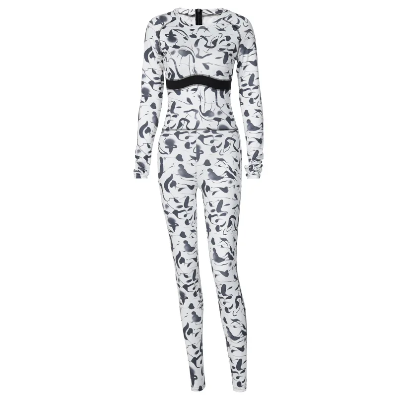 

2020 Long Sleeve Print Patchwork Bodycon Sexy Jumpsuit Autumn Winter Women Fashion Streetwear Outfits Romper