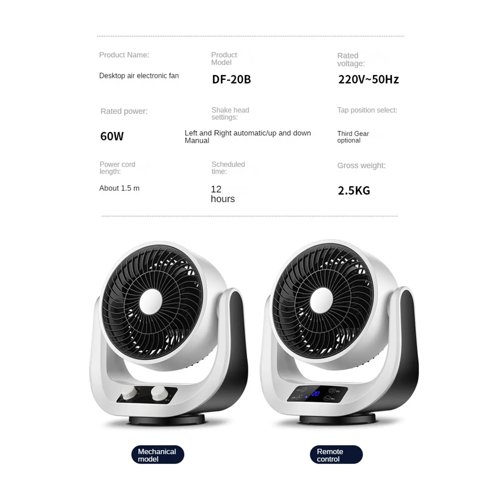 

Mini Electric Desktop Fan, Silent 3 Speeds Adjustable 8H Timer Cooler, Air Convection Circulating Cooling Tool for Office