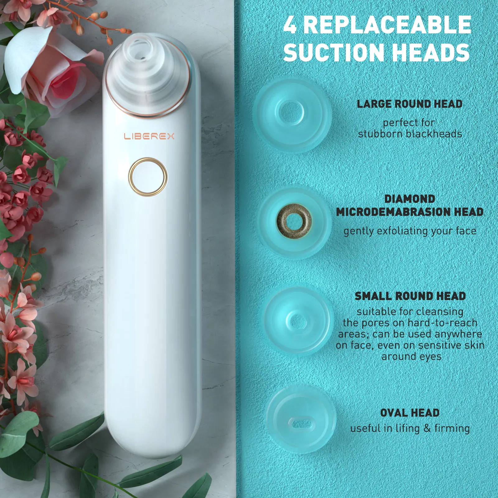 

Liberex Facial Scrubber Spatula Ultrasonic Skin Scrubber Peeling Cavitation Peeling Shovel Face Cleaning Blackhead Remover Pore