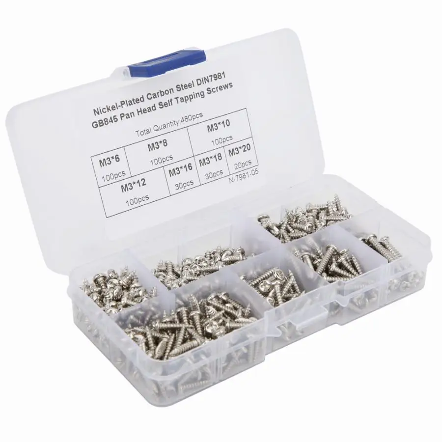 480 шт саморезы с круглой головкой из углеродистой стали фитинги M3