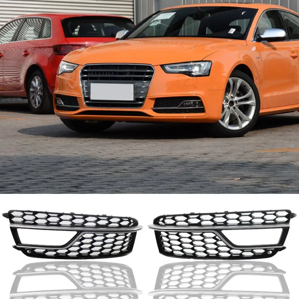 

Lightweight 2Pcs Useful Fog Light Grille Replacement 8T0807681M 8T0807682M ABS Lower Side Grille Mesh Design
