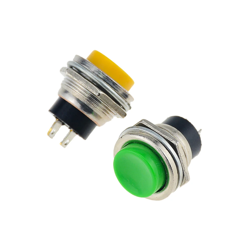 5PCS Colourful 16MM Waterproof DS-212 Momentary SPST Self-reset Round Cap Push Button Switch AC 125V 3A DS212 For Small Car |