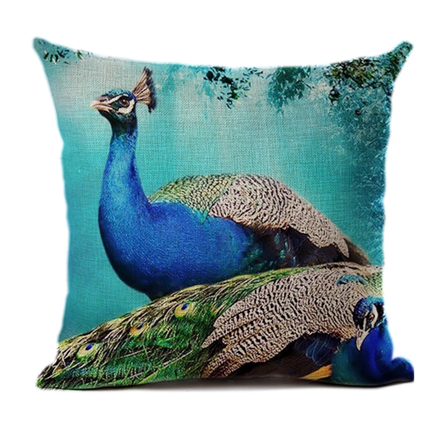 Подушка для птиц, чехол, классический узор из перьев павлина, наволочка, Скандинавское украшение для гостиной и отдыха - Цвет: Linen-15