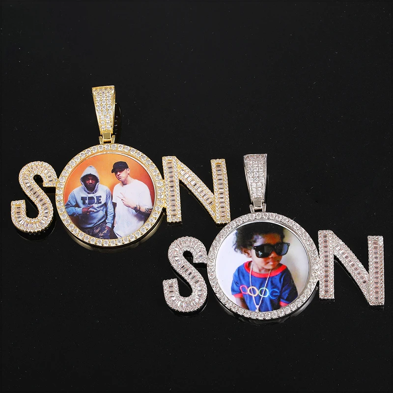 

Custom Hip Hop Photo Necklace Memory Iced Bling Cubic Zirconia Personalized Medallions Pendant Men Gift Jewelry