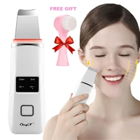 ckeyin professional ultrasonic facial skin scrubber lcd display ion deep face cleaning peel rechargeable skin care beauty device