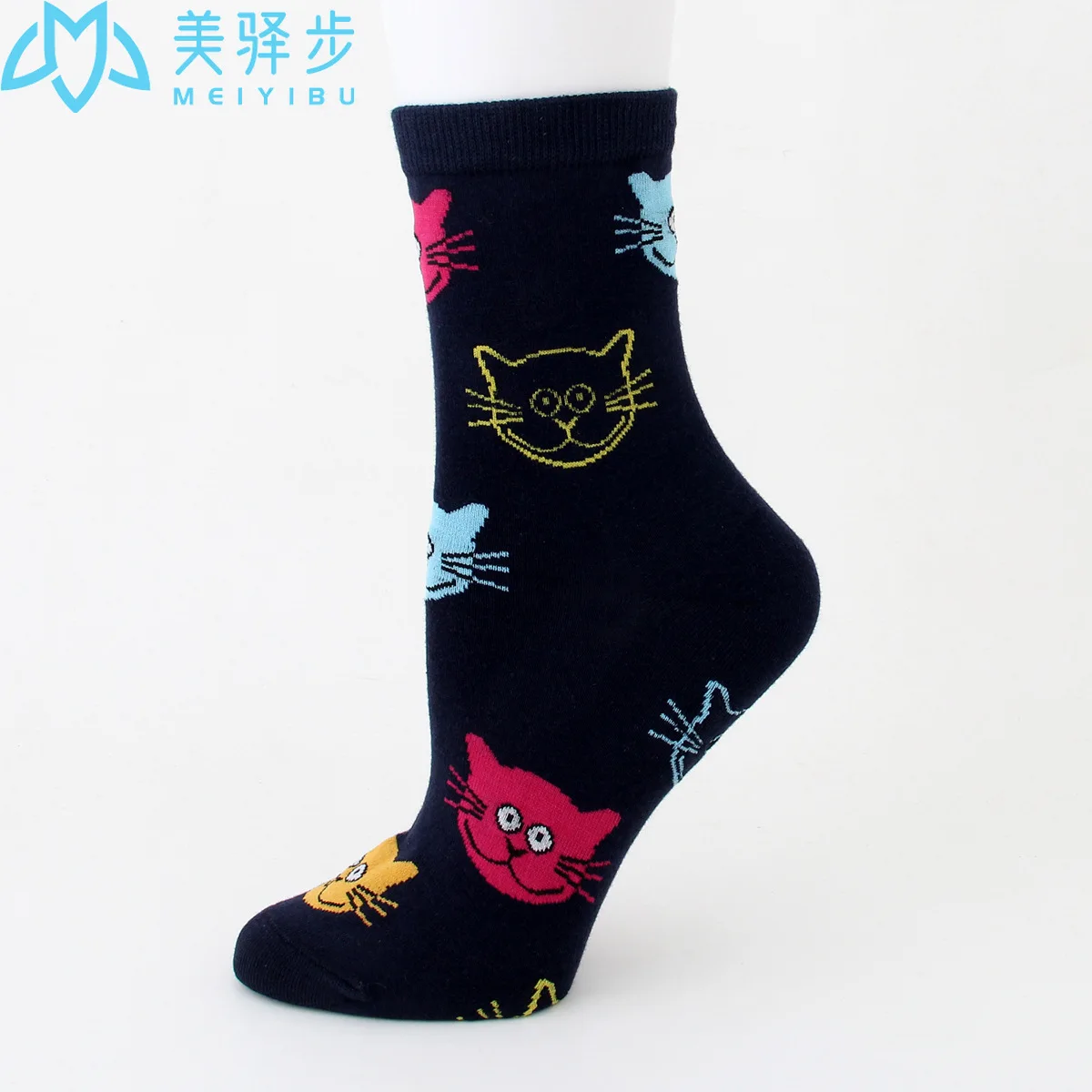 12 Pairs Per Set Cute Cartoon Cat Socks Autumn Crhot Selling Ladies Cotton Socks for Girl
